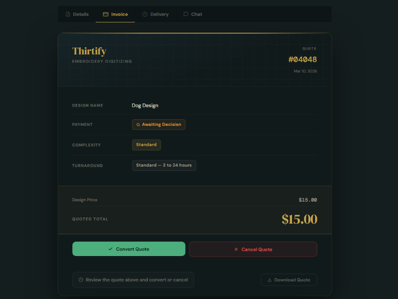 You approve the price